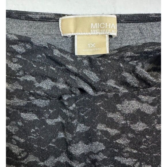 Michael Michael Kors‎ Womens Black & Gray Camouflage Print Long Sleeve Top 1X - Picture 3 of 8